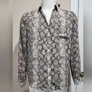 NWT The Limited Collection Snakeskin Print Button Down Blouse Size Large
